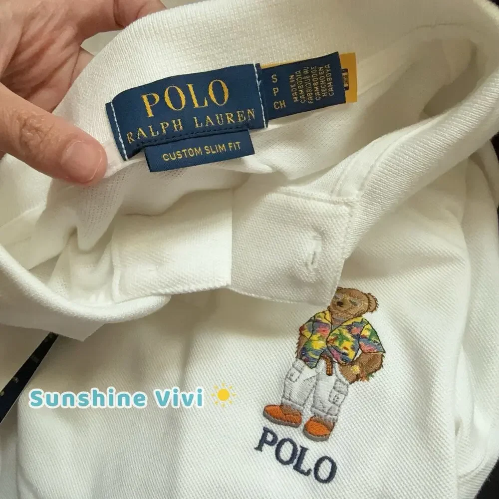 NWT Polo Ralph Lauren Custom Slim Fit Polo Bear Polo Shirt Men's Small White
